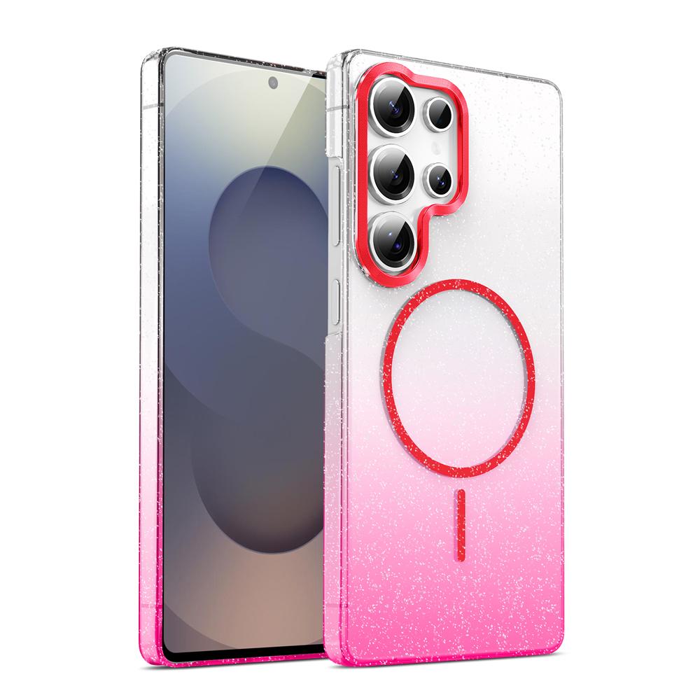 KEYSION Luxury Gradient Glitter Magnetic Phone Case for Samsung S22 S23 S25 Ultra S25+ Edge S24 FE Wireless Charging Shockproof Cover