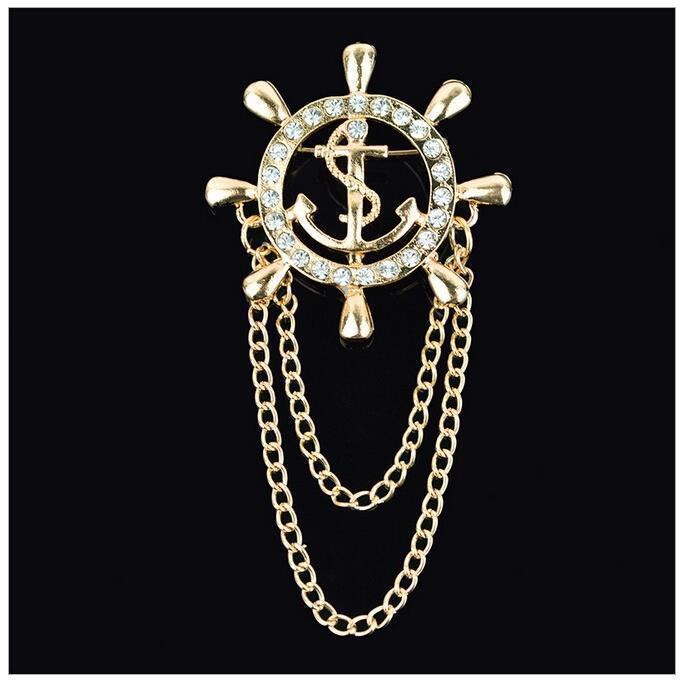 

Navy Style Anchor & Chain Tassel Brooch for Trendsetters золотой