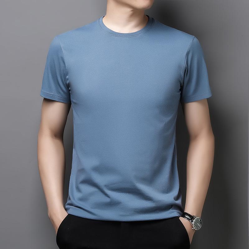 Men's Summer 2022 Pure Cotton Crew Neck T-shirt - Solid Color, Short Sleeve, Casual Fit