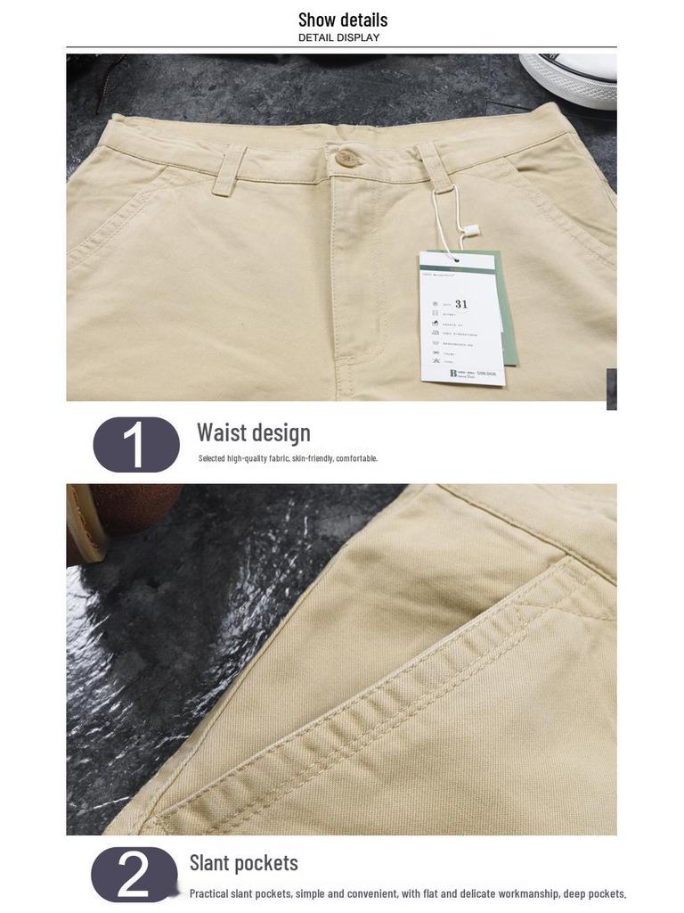 Men's Plus Size Pure Cotton Casual Pants - Spring/Autumn Trendy Workwear 2024