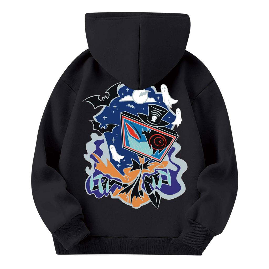 Child Fashion Lightweight Long Sleeve Pullover With Pockets  Print Hoodie