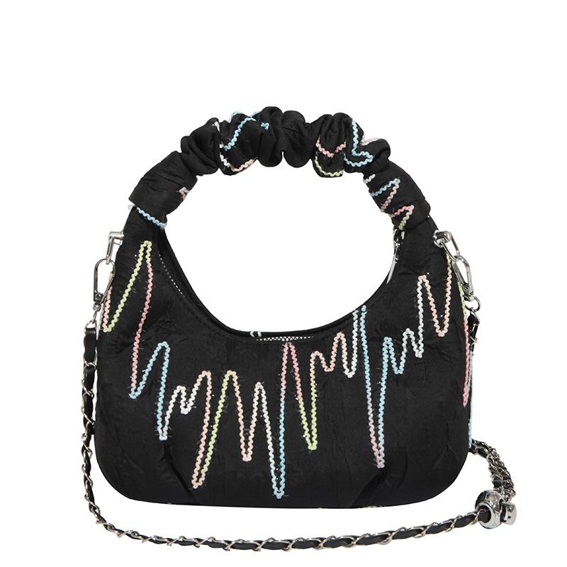 

Simple casual handbag bag women s new fashion pleated cloud bag summer chain messenger bag чёрный