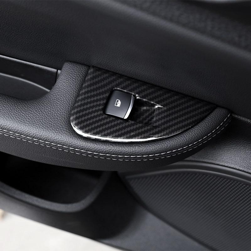 LHD Carbon Fiber For Alfa Romeo Giulia 2017- ABS Chrome Window Lift Switch Button Frame Cover Trim Stickers Car Accessories