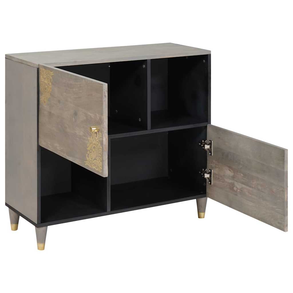 Sideboard Gray and Gold 80 x 33 x 75 cm Solid Mango Wood