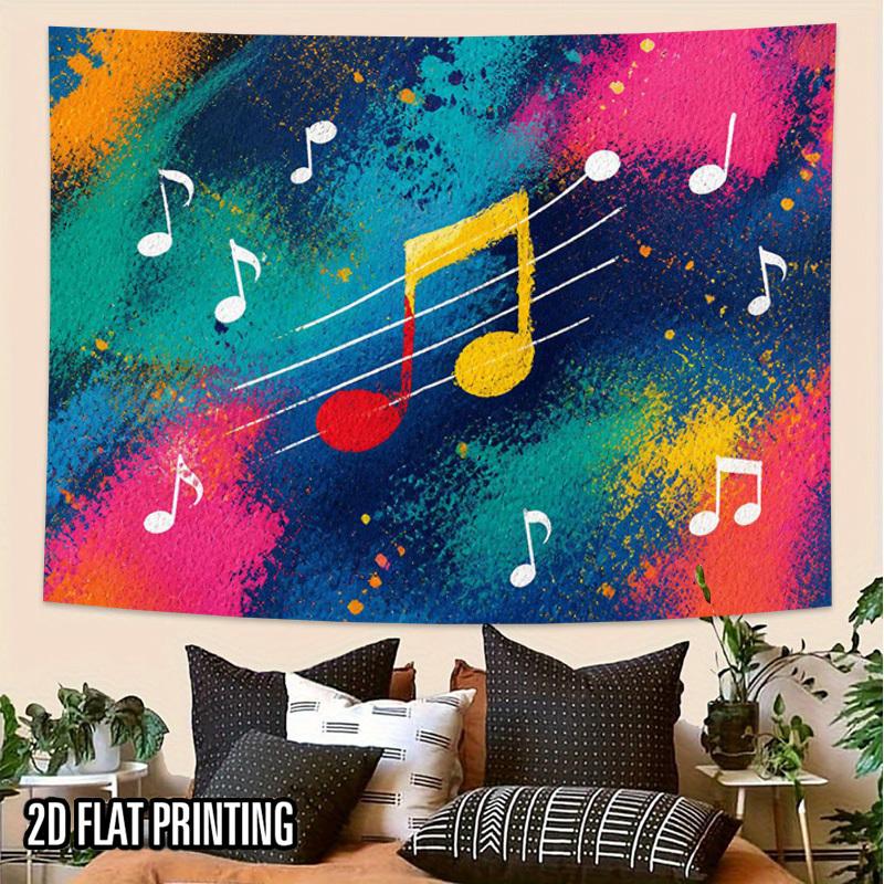 2D Flat - 2D Flat - 2D Flat Print 1pc Tapestry Music Note Art Tapestry Vibrant Melody Wall Decor Cultural Background Decoration Background Photo Props