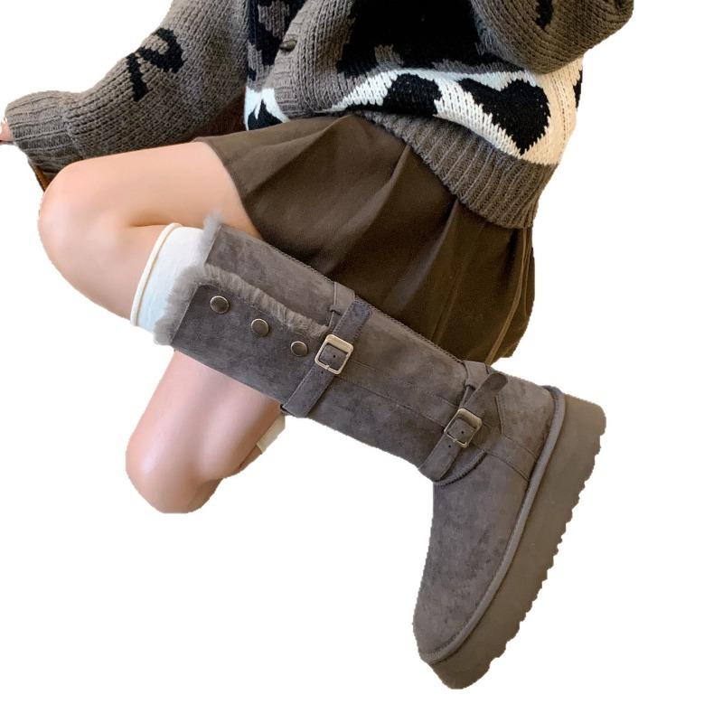 New Thick-soled and Fleece Warm Cotton Shoes, Long Snow Boots for Women