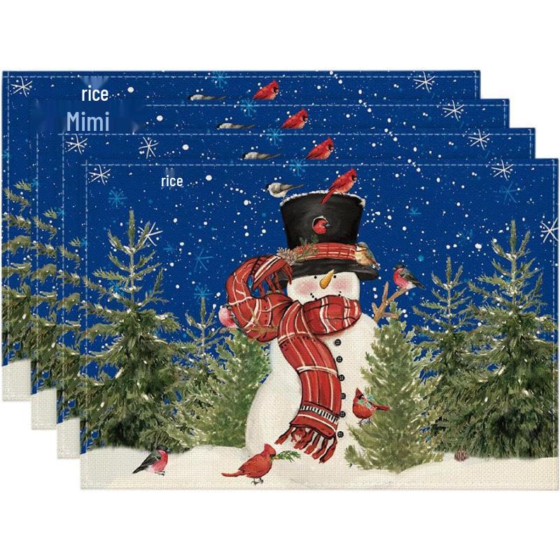 Cross-Border Bestseller Christmas Linen Placemat - Festive Letters & Colors for Restaurant Decoration