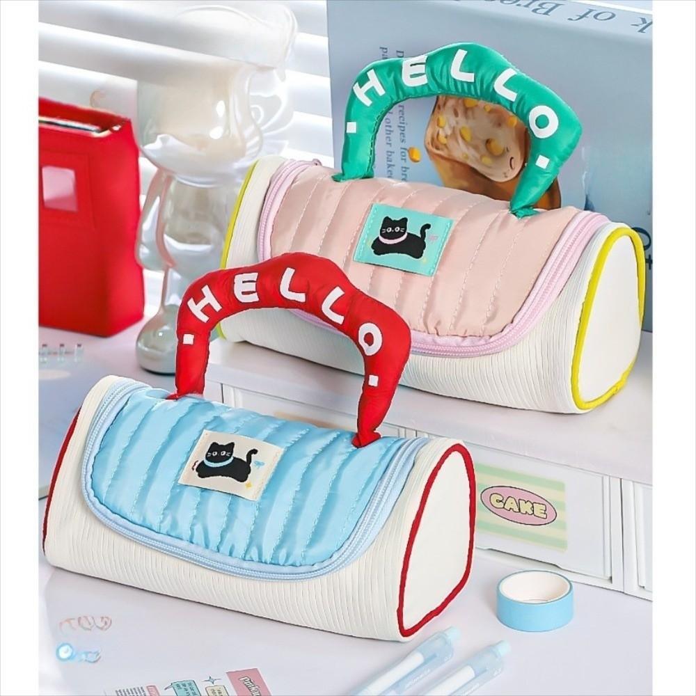 Candy Color Colorblock Kitten Pencil Case Large Capacity Cat Pencil Pouch  Children