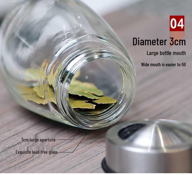 Rotating Glass Spice Jar Set - Creative Kitchen Seasoning and Condiment Organizer