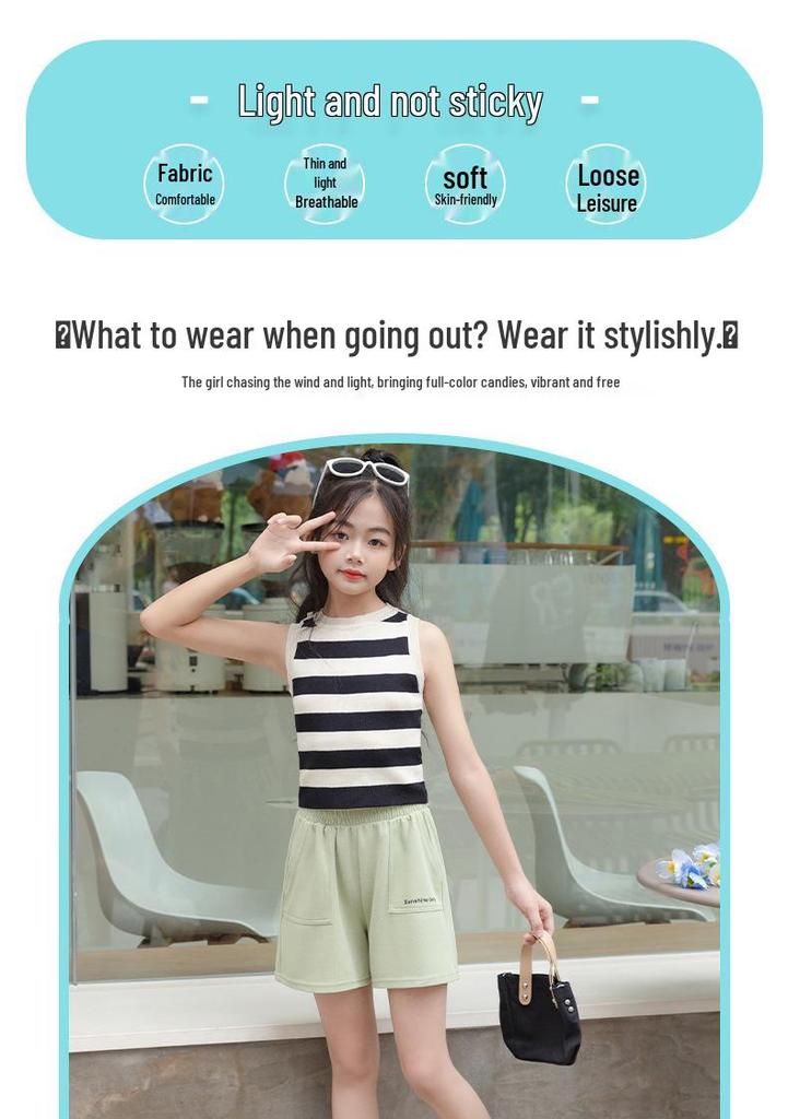 Girls' Summer Leggings & Shorts - Children's Casual Loose Capris