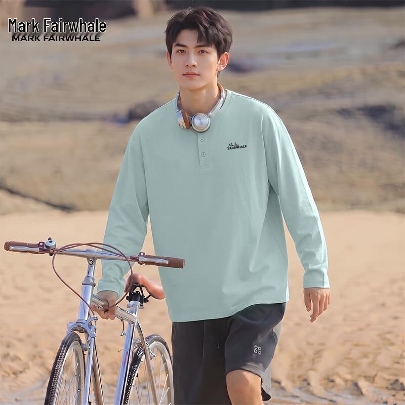 MARK FAIRWHALE Men's Breathable Long Sleeve Henley T-Shirt
