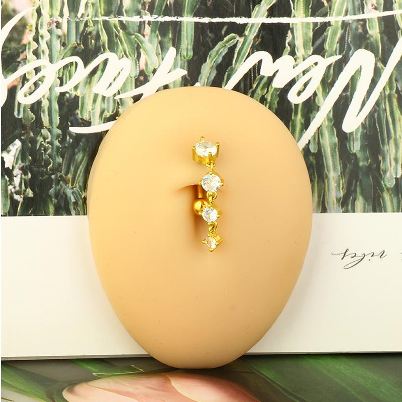 1pc Golden Belly Button Rings Pack Stainless Steel Long Dangling Navel Belly Piercing Jewelry For Women 14G Belly Bar Kit Stud