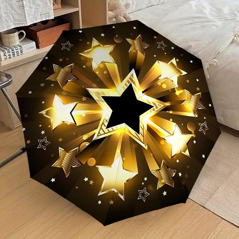

1pc Golden Stars Automatic Open/Close Umbrella, 8-Rib Sturdy Frame,Ideal Birthday/Gift for Men & Women, Outdoor Accessory yy251126049