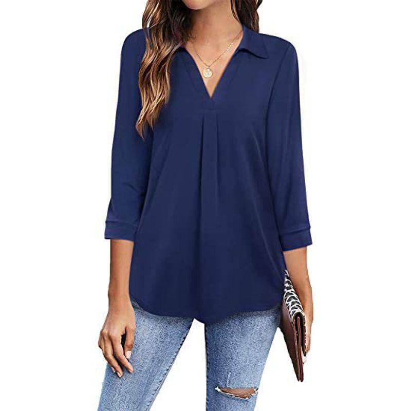 2022 Long Sleeve Shirt Pullover Loose V Neck Shirt Women