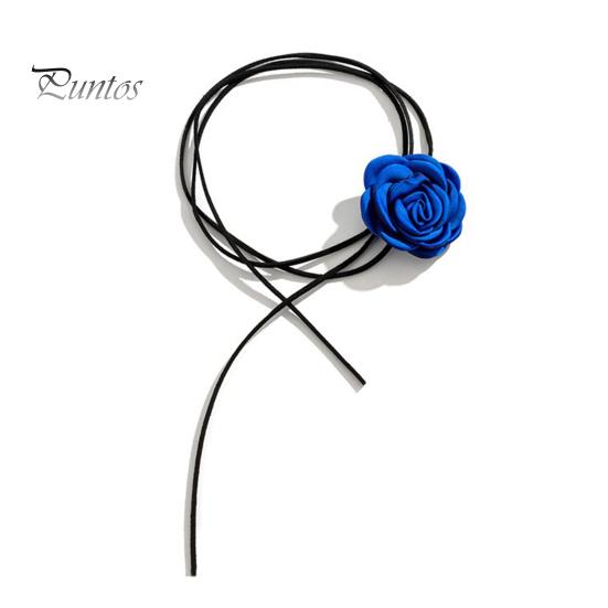 Retro Flower Women Choker Necklace Solid Color Elegant Lace Up Adjustable Strappy Collar Necklace Party Supplies