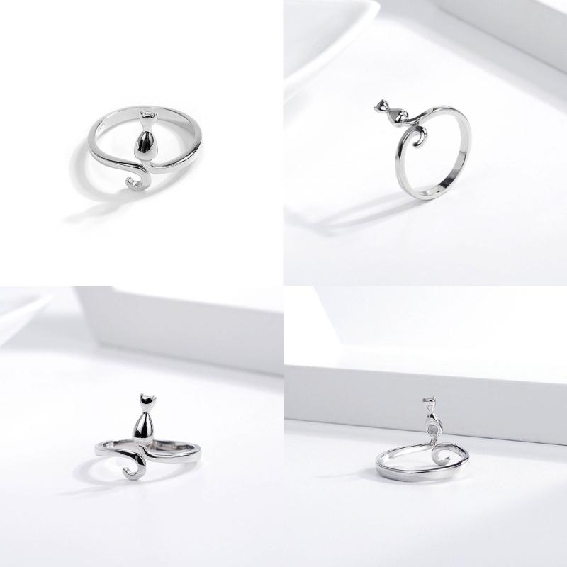 Cat Finger Rings Cat Adjustable Opening Rings Alloy Material Party Jewelry