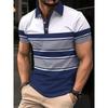 Men's Summer Polo Shirt with 3d Stripes, High-quality Printed Business Men's Clothing, Casual Short-sleeved Loose Shirt