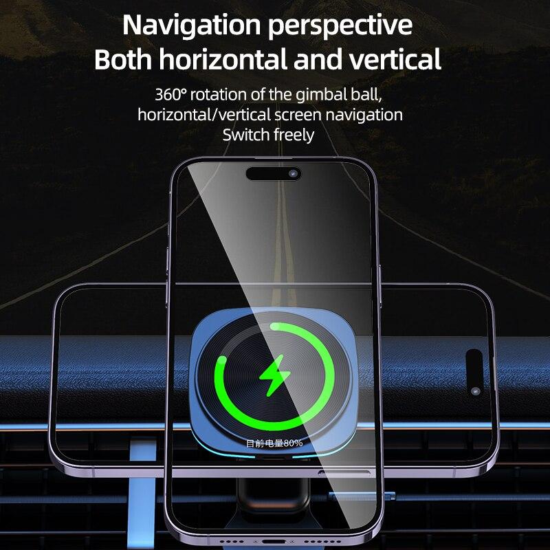 RGB Magnetický držák telefonu do auta Stojan 30W Bezdrátová nabíječka Držák do auta Pro iPhone 14 13 12 Pro Max Auto Rychlonabíjecí stanice Macsafe