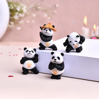 Miniaturní panda, jedinečné dárky pro přítelkyni a přítele, pryskyřičné miniaturní panda, valentýnské dekorace. (4 ks)