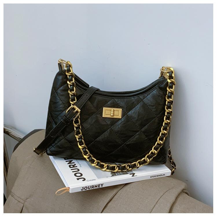 

Винтажная ромбовидная сумка-тоут на цепочке с маленьким ароматом, женская, 2025, новая осенняя, для поездок на работу, универсальная, на плечо, сумка-мессенджер чёрный