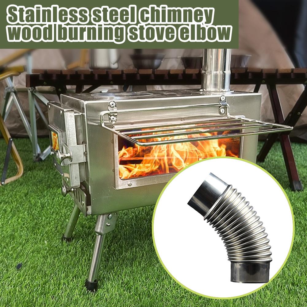 60mm Steel 45 Degree Elbow Chimney Pipe Stainless Steel Multi Flue Stove Pipe Outdoor Camping Chimney Liner Heater Exhaust Pipe