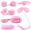 7pcs/set PU Leather Sex Bondage Set Toy Restraint Sex Toy Handcuffs Tied Rope Whip Collar Erotic