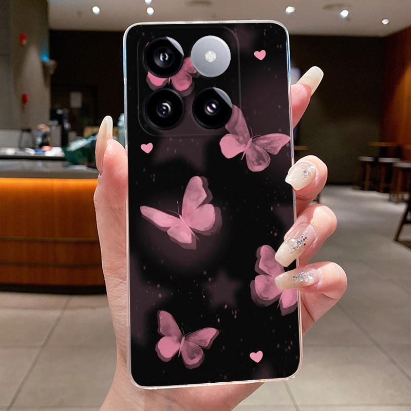 For Xiaomi 14T / Xiaomi 14T Pro Case Clear Luxury Fashion Butterfly Flower Soft TPU Silicone Casing Cover Transparent Phone Case