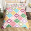 Dog Paw Print Duvet Cover Set Queen Size, Bone Pattern Bedding Set 3pcs For Kids Teens Room Decor, Pet Animals Comforter Covers