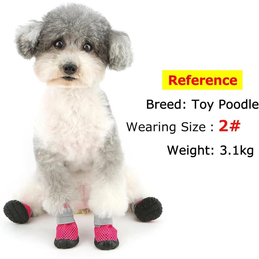 Breathable Mesh Small Dog Shoes, Anti-slip Rubber Sole, Adjustable Paw Protectors For Pavement, Walking Running Boots Summer