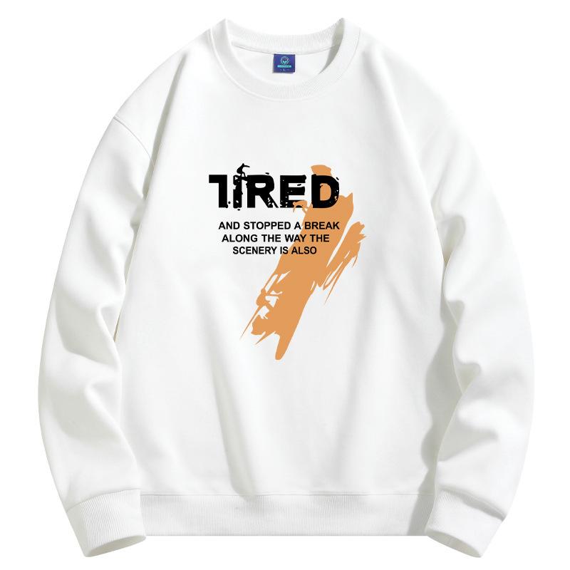 Tired Pattern Men's Round Neck Sweatshirt Man Casual  Long Sleeve Pullovers Large Size