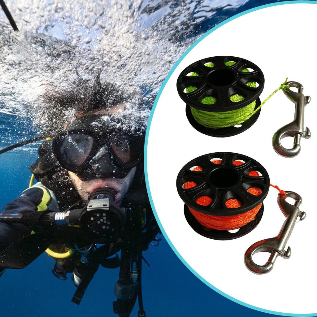 30M (98.43ft) Finger Diving Carabiner, Double Ended Snap Hook for Fishing And Underwater Sports