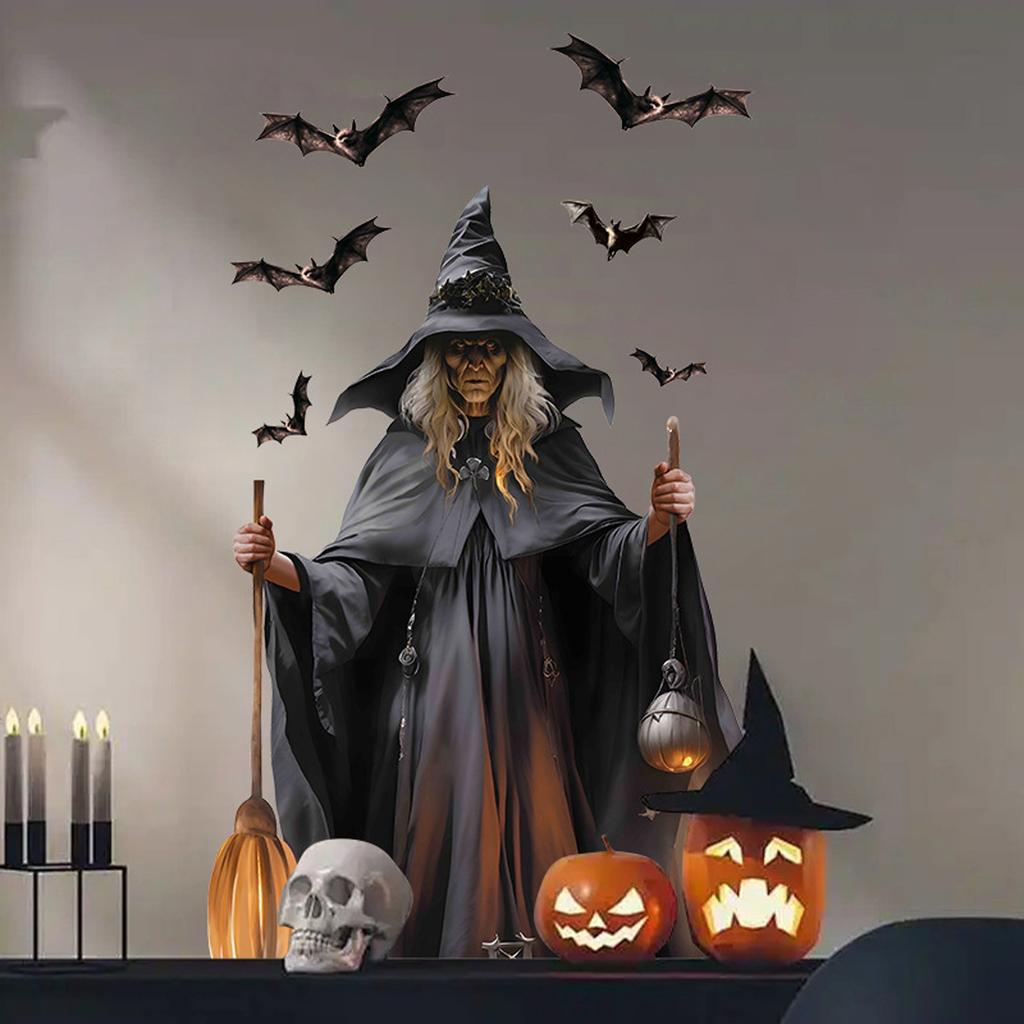 Halloween, Witch Window Sticker, Giant Horror, Silhouette Window Sticker, Party Decoration