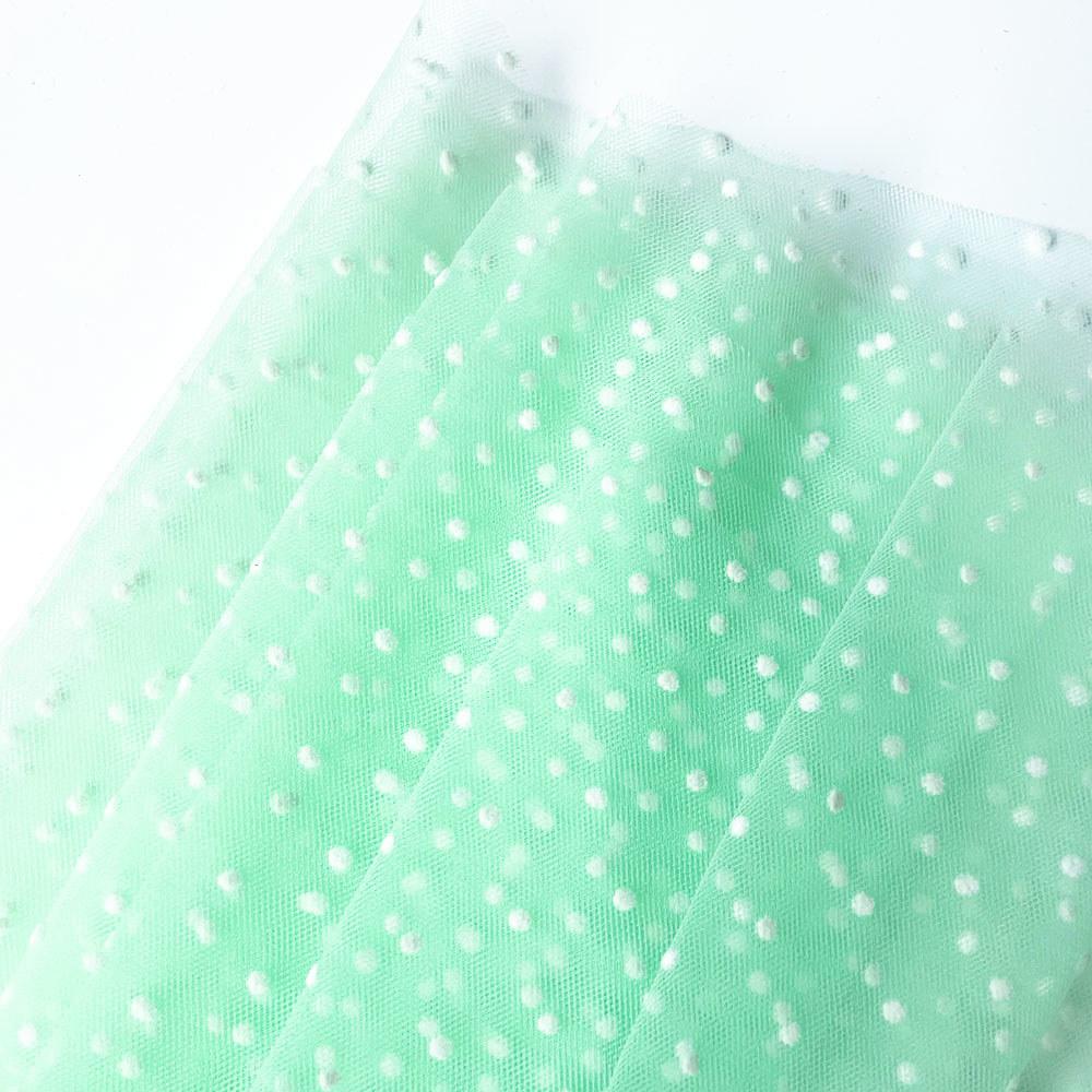 Flocked Polka Dot Tulle Fabric White & Khaki Polyester Stretch 155cm Width for Puff Skirt Clothes Sewing DIY Wedding Decoration