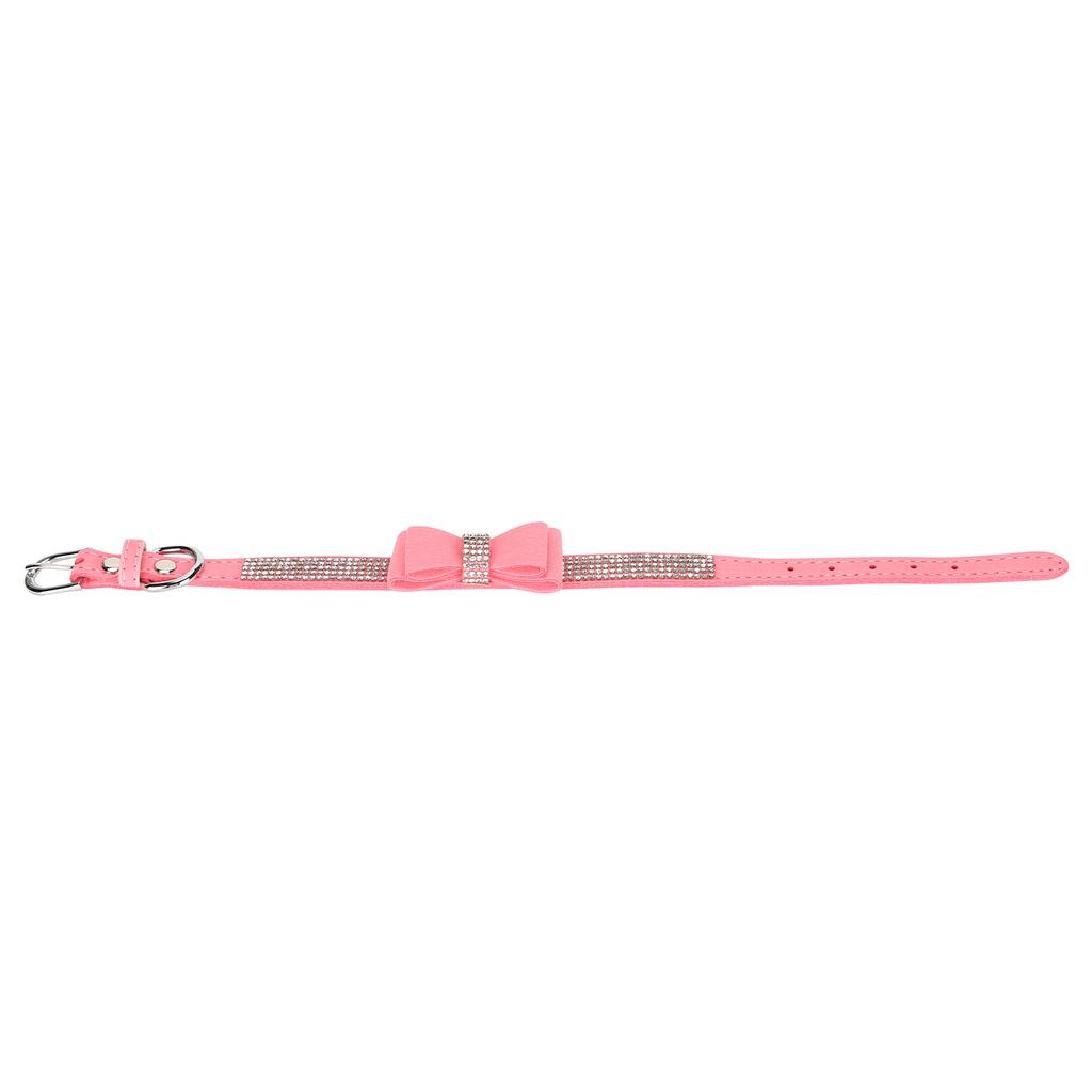 Adjustable Microfiber Double Bowknot Crystal Sparkle Rhinestone Cat Collar Pet Supply