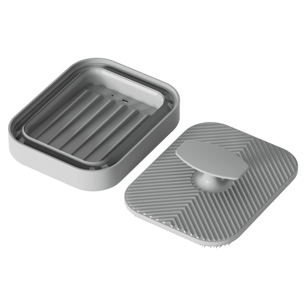 2 In 1 Silicone Soap Storage Box Foldable with Exhaust Hole Anti Slip Portable Shampoo Brush and Scrub Brush Set for Travel