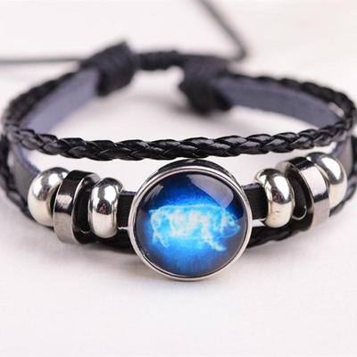Chinese Zodiac Cowhide Bracelet: Multi-layer Braided Beads for Birthdays and Girlfriend Gifts - European & American Style.