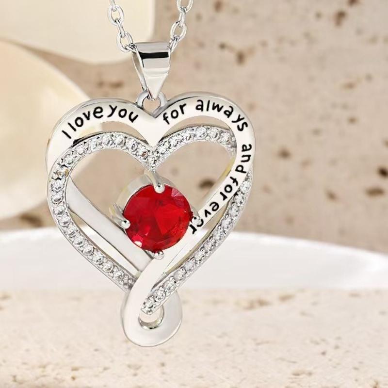 Luxurious Sparkling Zircon Double Heart Pendant Necklace, Suitable As A Valentine's Day  Gift for Girlfriends and Wives