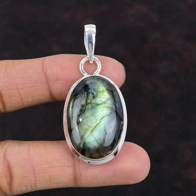 Labradorit-Anhänger, handgefertigter echter Edelstein-Anhänger, 925er Sterlingsilber-Anhänger, natürlicher Labradorit-Schmuck, Geschenk für Sie, Designer-Anhänger