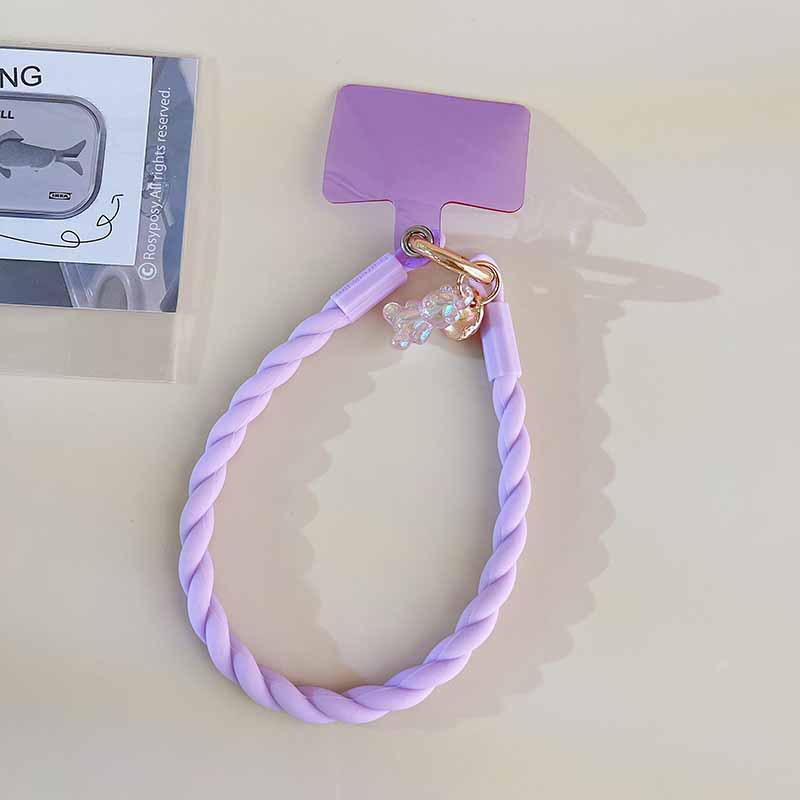 Laccetto da polso originale in silicone con orso luminoso - Catena per telefono anti-smarrimento con anello morbido