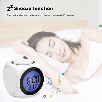 1 Stück Multifunktions-Projektions-Glockenspieluhr LED-Licht Projektions-Wecker Sprach-Glockenspieluhr Digitale Projektion Snooze-Uhr