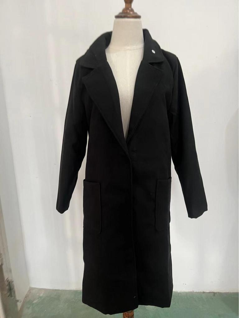 European & American Women's Long Double-Sided Wool Coat for Autumn & Winter