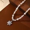 Hochwertige Schneeflocken Zirkon Perlenkette Leichter Luxus Nischendesign Schmuck Damen High-End Gefühl Schlüsselbeinkette Accessoires Halskette