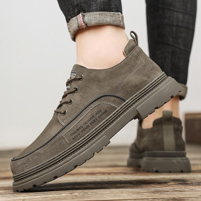 Fashion Men Shoes Vintage Hot Sale Leather Loafers Breathable Wear-Resistant Lace Up Comfortable Casual Outdoor Mens Walking Shoes