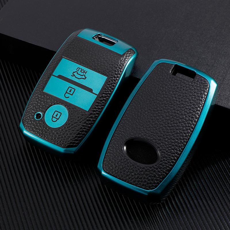 Fundas de Llave de Coche con Textura de Cuero Compatibles para Modelos Kia: K3, K4, K5, KX3, KX5, Sportage, Sorento, Yipao.