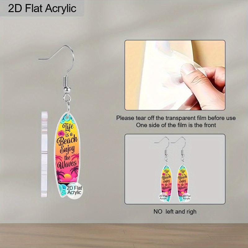 2D Flat Acrylic Life Is A Beach Enjoy The Waves Dangle Earrings, Suitable As Summer Holiday Gifts for Women and Party Decorations.