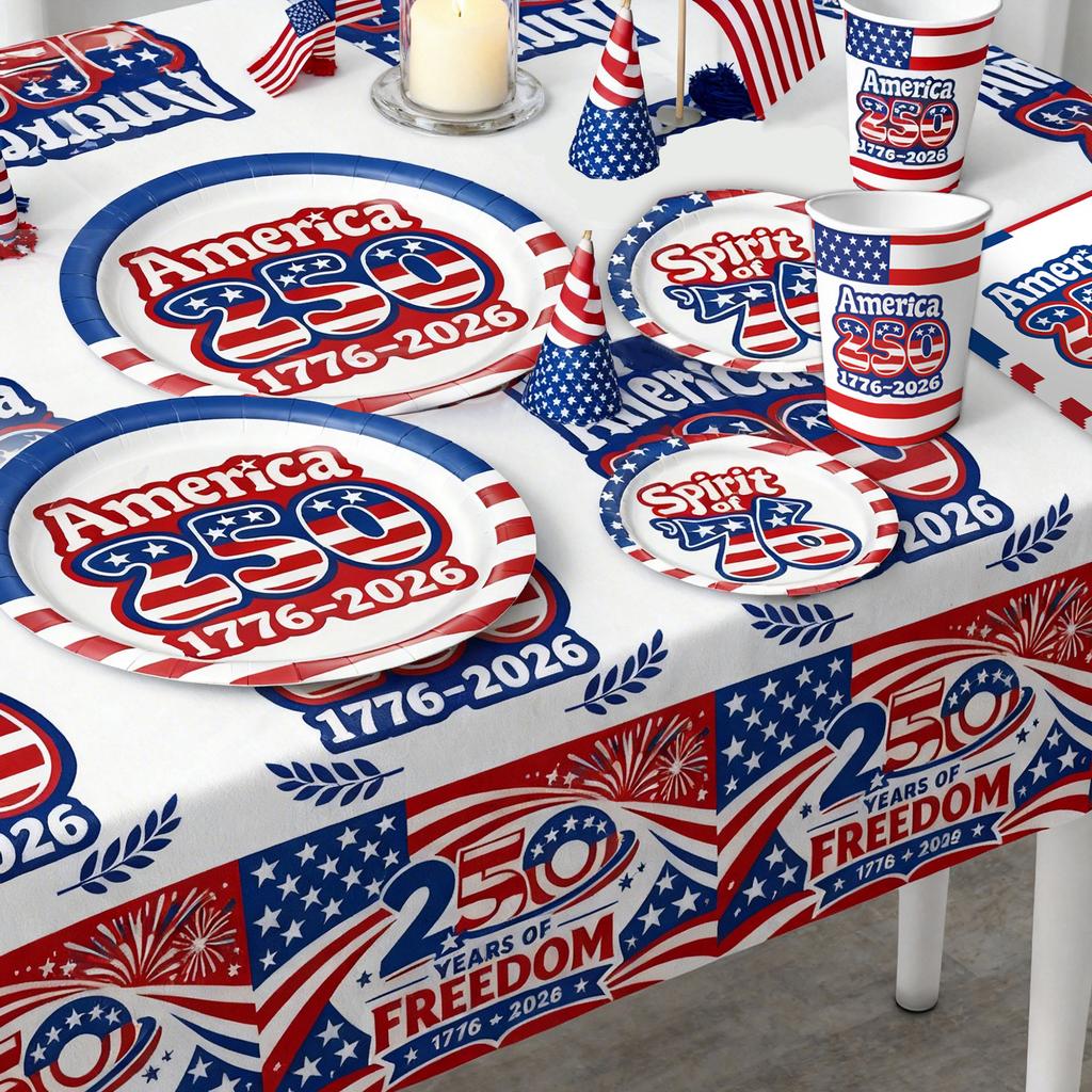 American Independence Day Theme Festival Party Decorations 250th Anniversary Celebration Cup Plate Tableware Background Supplies