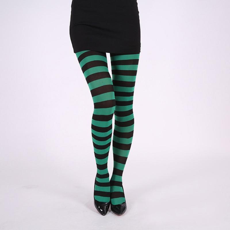 Damen Mehrfarbige Gestreifte Strumpfhosen Ganzkörper Mit Fuß Hohe Taille Leggings Elastische Lange Strümpfe Strumpfhosen für Karneval