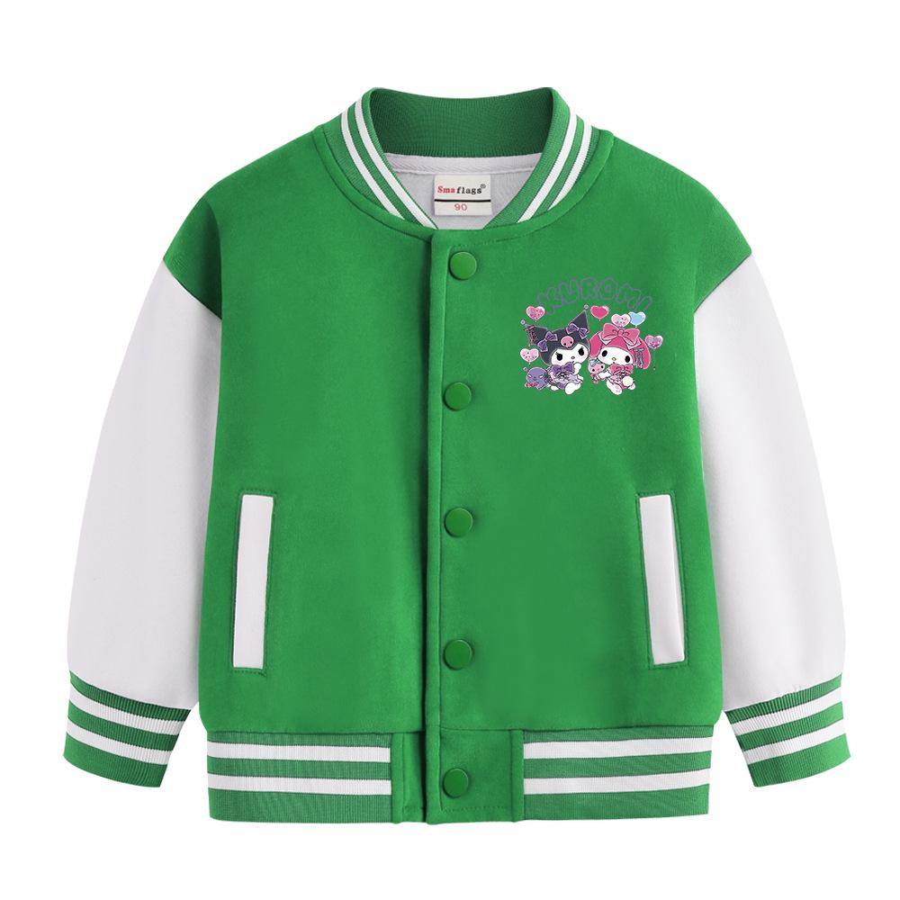Kuromi Children's Baseball Jacket - Autumn/Winter Fashion, Girls' Plus Velvet Top, Medium & Large Sizes.