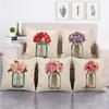 Watercolor Glass Bottle With Roses Digital Printing Short Plush Pillow Covers For Car Sofa Office Cushion Cover Home Goods