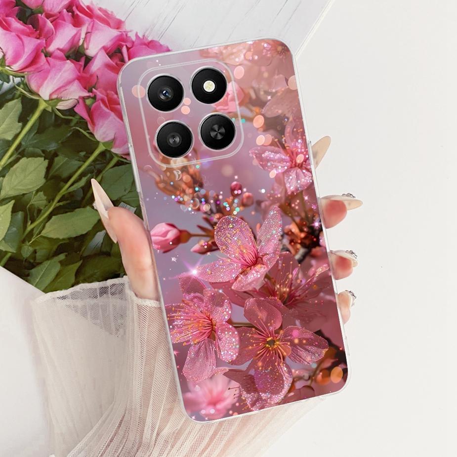 For Honor 400 Smart 5G Case LGN-NX1 Luxury Flowers Butterfly Painted Cover Silicone Case For Honor X7d X 7d HonorX7d Soft Fundas